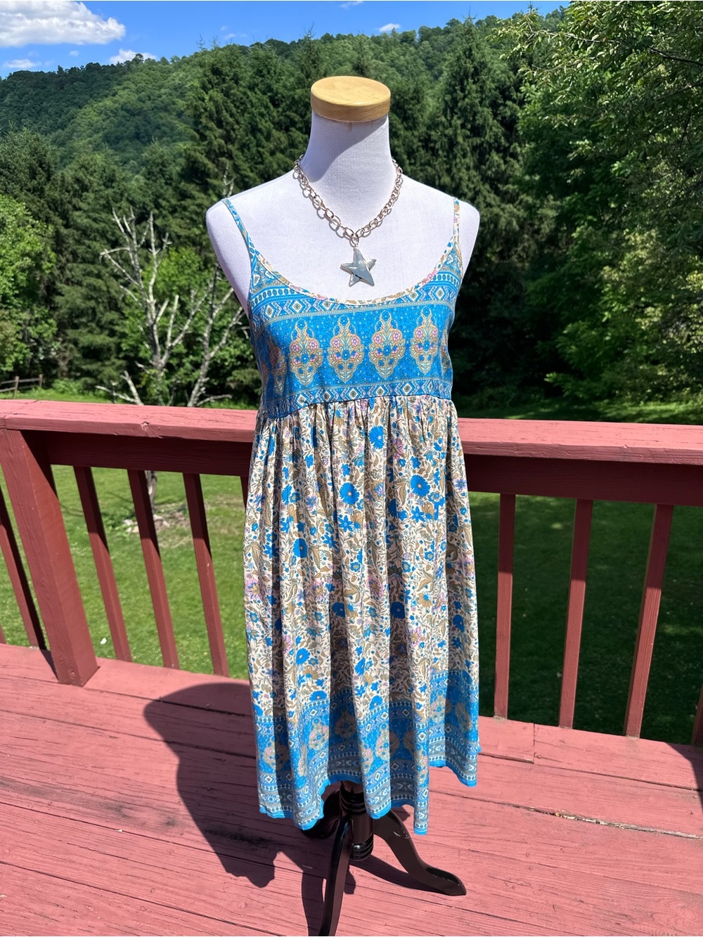 NWT! Natural Life Turquoise and Cream Floral Midi Dress